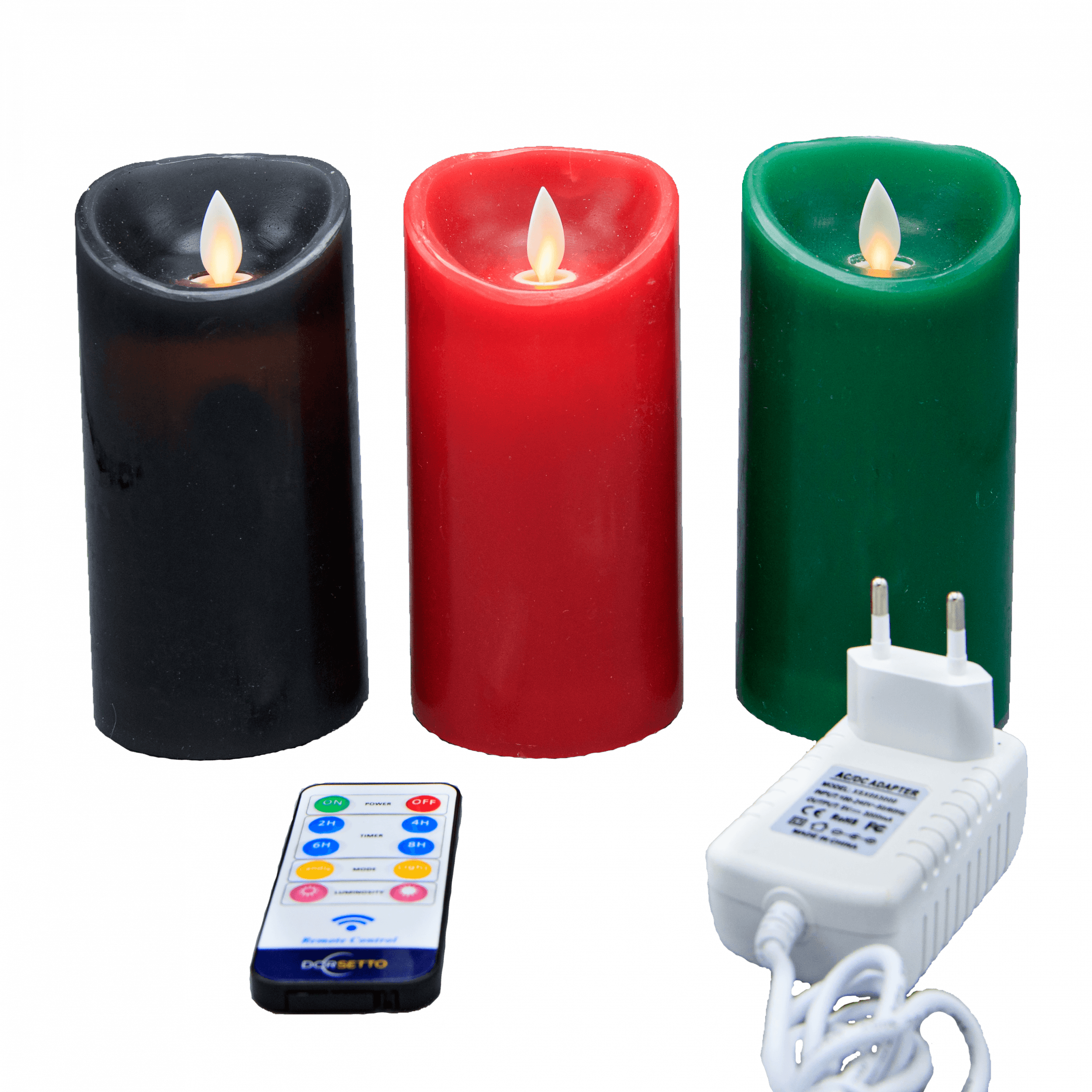 Oplaadbare LED wax kaarsen set bewegende vlam met afstandsbediening – afbeelding 1