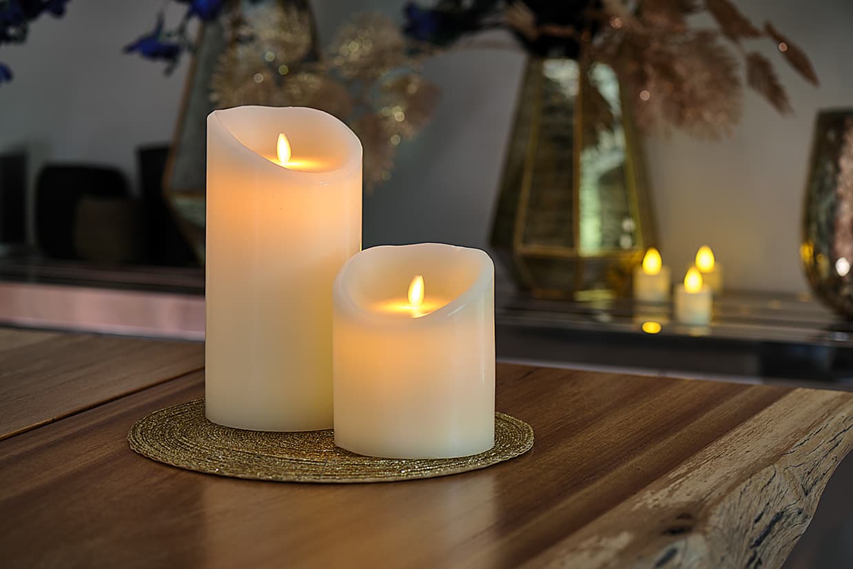 LED wax kaarsen set 2 maten warm wit oplaadbaar DORSETTO – afbeelding 2