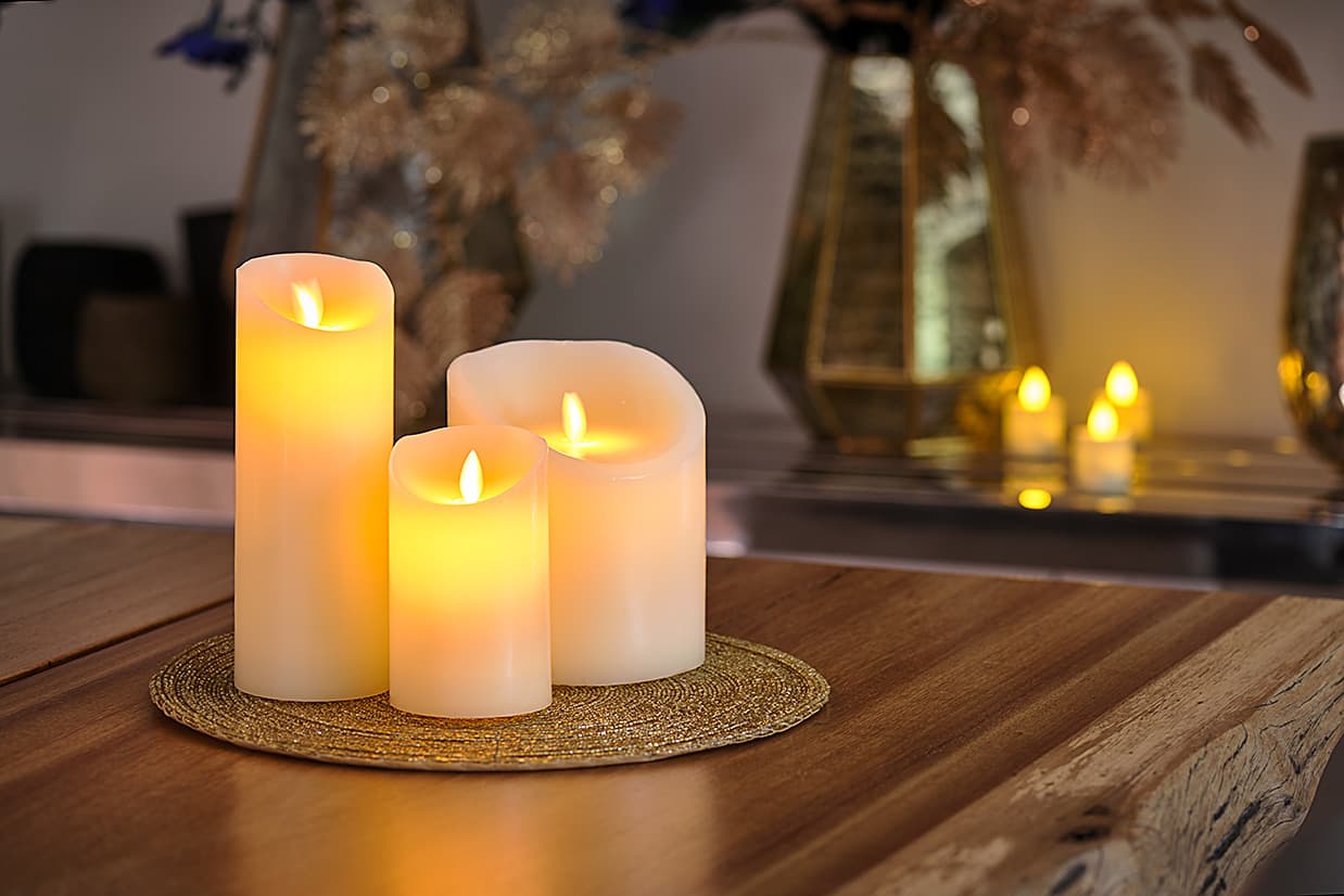 LED wax kaarsen set 3 kaarsen warm wit oplaadbaar DORSETTO – afbeelding 2