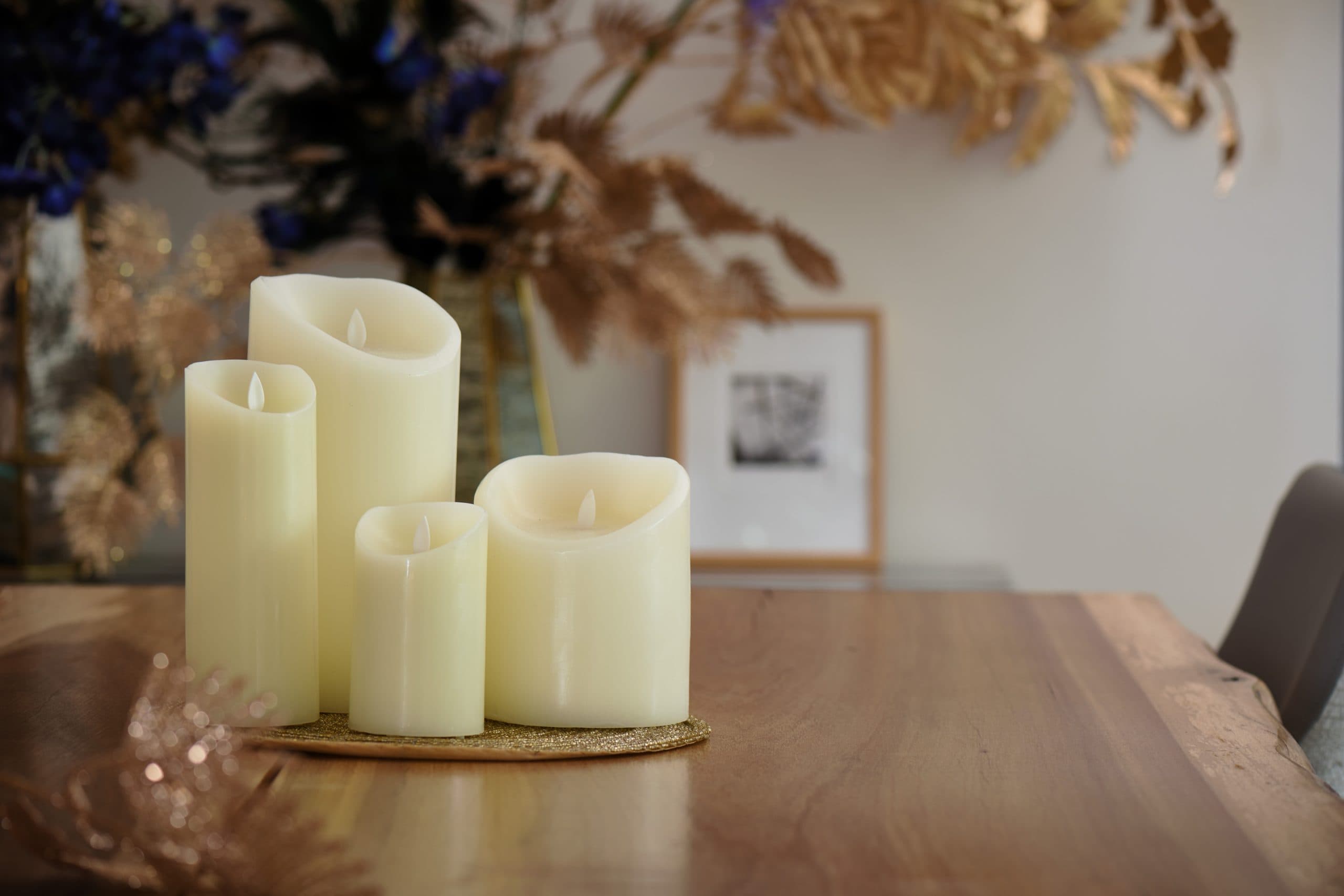 LED wax kaarsen set 4 kaarsen warm wit oplaadbaar DORSETTO – afbeelding 3
