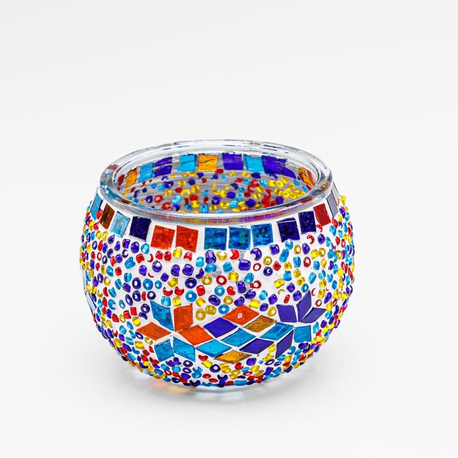 Theelichthouder 9 CM Dorsetto kleurrijke kraltjes