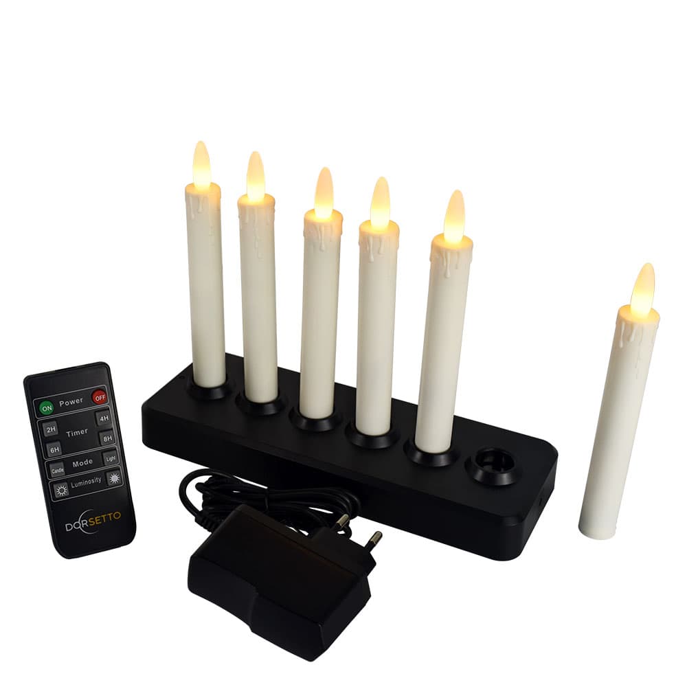 LED dinerkaars oplaadbaar 150 mm 58 uur warm wit 6 stuks met afstandsbediening – afbeelding 1