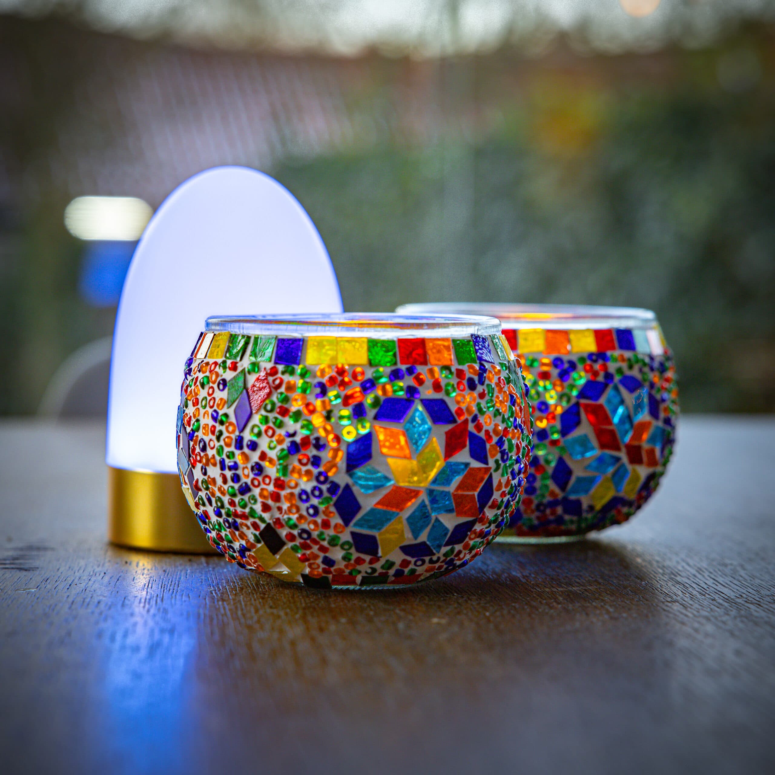 Theelichthouder 9 CM Dorsetto kleurrijke kraltjes – afbeelding 3