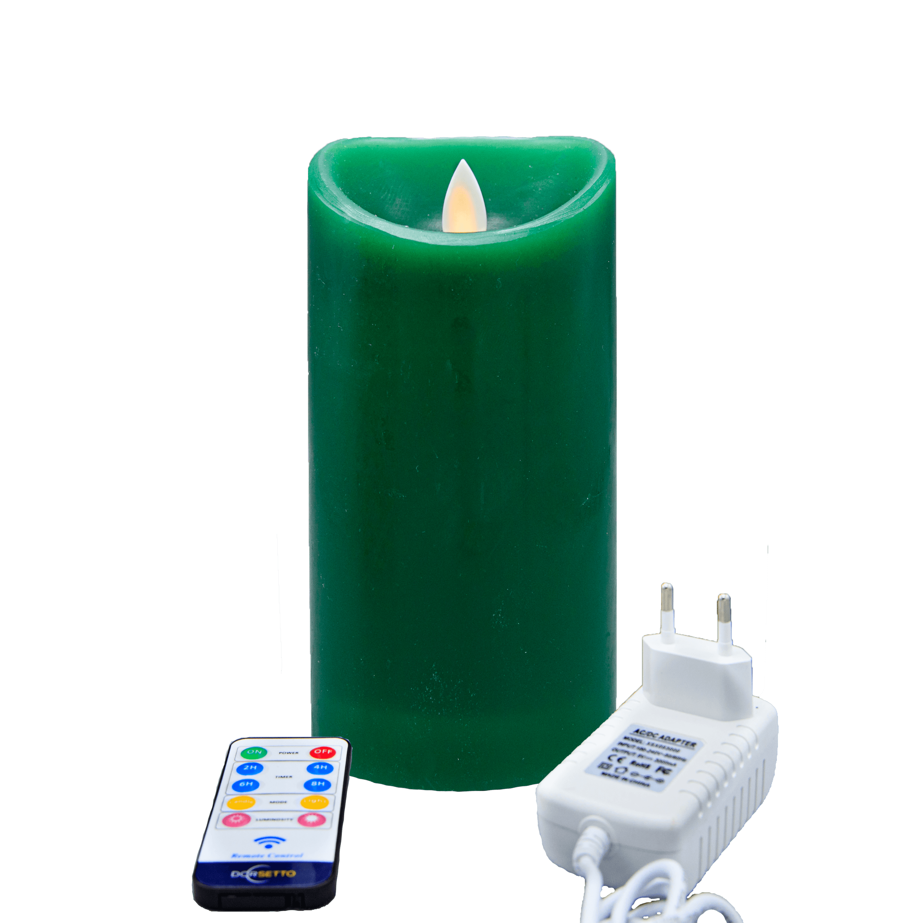 Oplaadbare LED wax kaars met bewegende vlam groen D7,5 X H15 CM