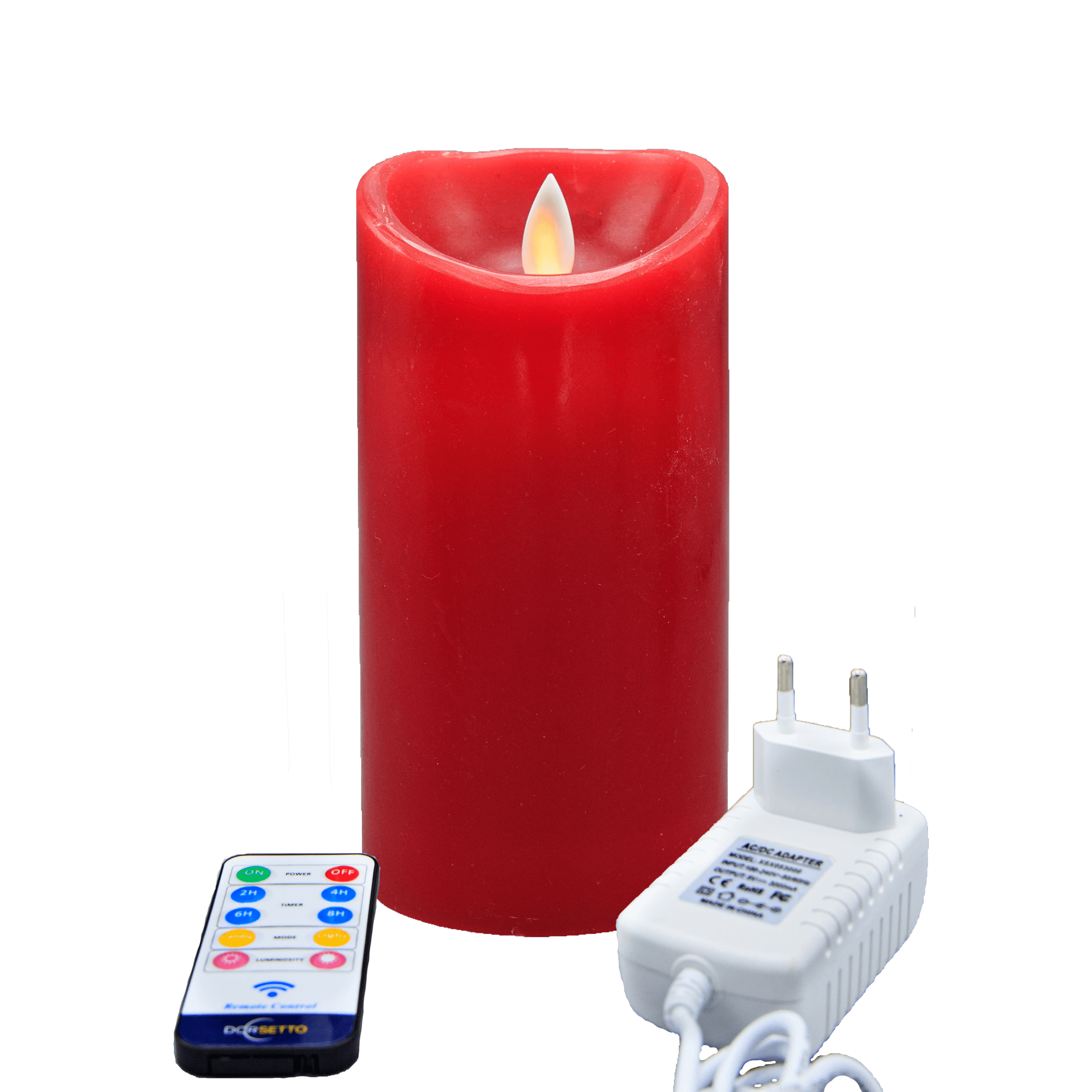 Oplaadbare LED kaars rood D7,5 X H15 CM DORSETTO met afstandsbediening