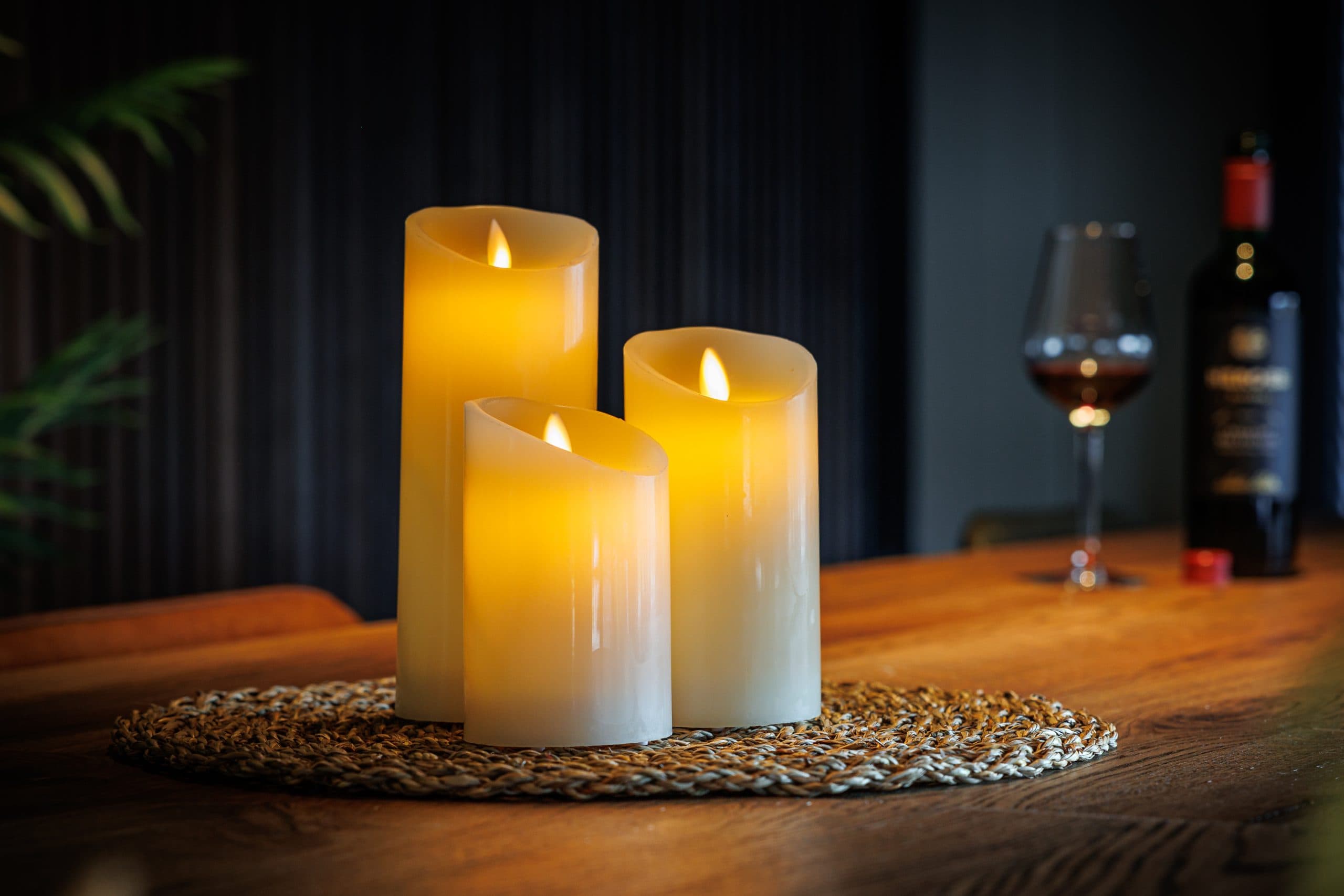 Oplaadbare LED wax kaarsen van 3 stuks DORSETTO