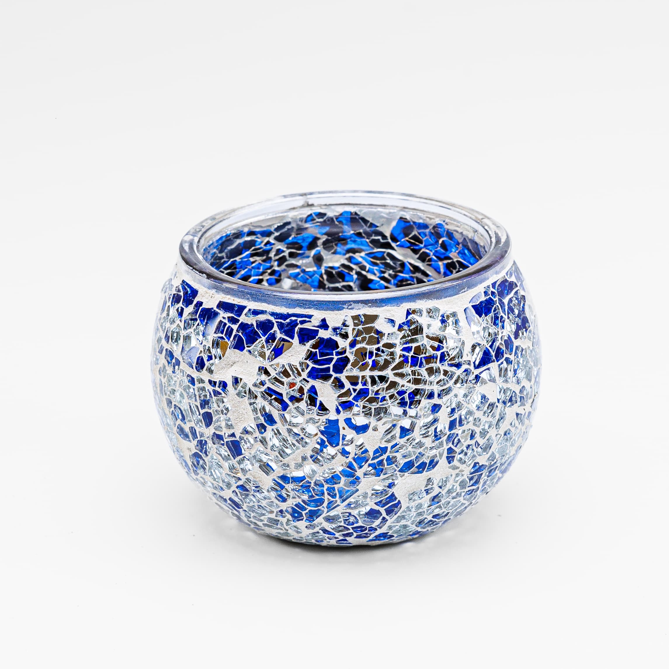 Theelichthouder 9 cm DORSETTO donker blauw