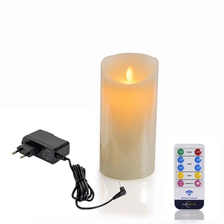 Oplaadbare LED wax kaars D 7,5 X 15 CM - warm wit