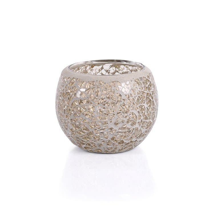 Waxinelichthouder 8,5 CM Dorsetto mozaïek wit
