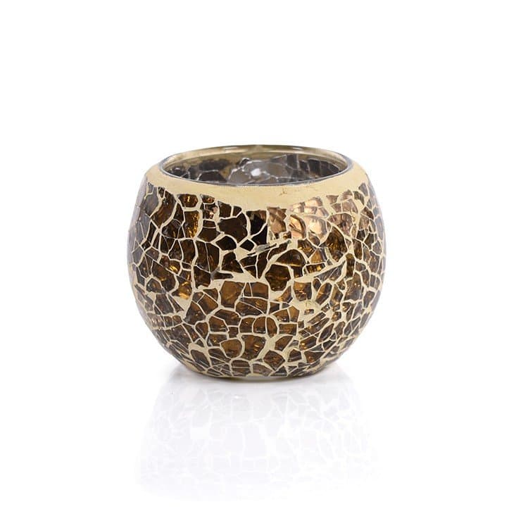 Waxinelichthouder 8,5 CM Dorsetto mozaïek bruin-beige