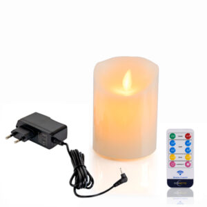 Oplaadbare LED wax kaars met bewegende vlam D 7,5 x 10 CM warm wit