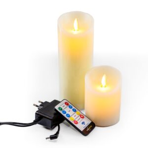 Oplaadbare LED wax kaarsen set van 2 met afstandbediening van dorsetto