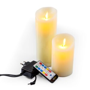 Oplaadbare LED wax kaarsen set van 2 met afstandbediening van dorsetto